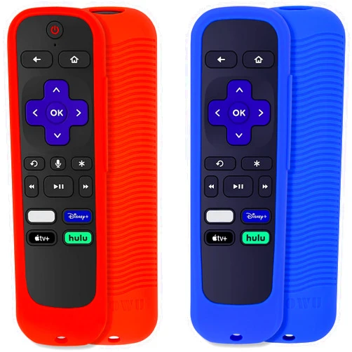 PINOWU [2 Pack] Universal Remote Shell Compatible with TCL Roku Smart TV Steaming Stick Remote,Roku Voice remote, Roku premiere, Roku 2, Roku 3, Roku 4 Remote with Lanyard (Red and Blue)