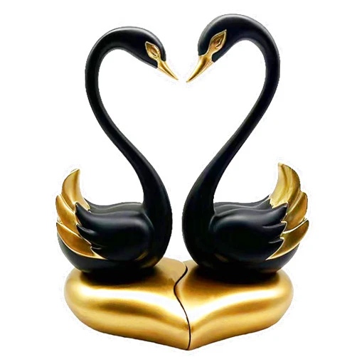 Dosker Swan Statues,Couple's Home Decorations for Living Room,Lovers Sculpture,Animal Birds Sculptures Home Decor for Coffee Table,Bookshelf Decor Accents,Valentine's Day Gift(Black Gold 2pcs)