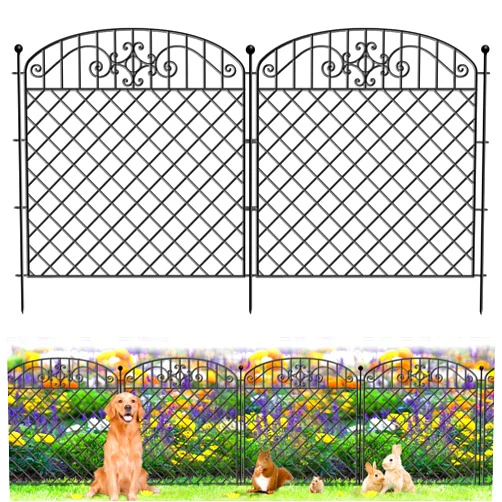 Beinline 5 Panels No Dig Decorative Outdoor Garden Fence for Yard, 32 in (H) x 11.8 ft (L), Rustproof Heavy Duty Metal Fence Borders for Dogs Outside, Temporary Fence, Garden Fencing Animal Barrier, Black