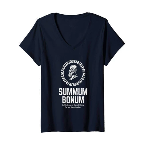 Stoicism Gifts by BRH OU Womens Stoicism Summum Bonum Just That You Do The Right Thing V-Neck T-Shirt