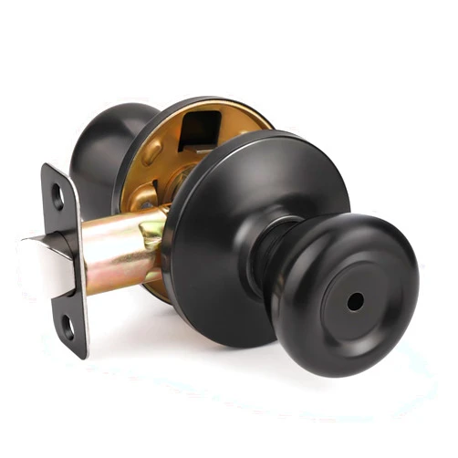 Brotima 1 Pack Privacy Door Knob, Keyless Matte Black Tulip Style Knobs with Lock, Interior Lock Set for Bedroom, Bathroom, Reversible for Right/Left Handed Door