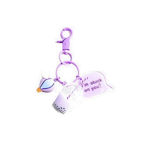 VICKYPOP Cute Bubble Tea Keychain Macaron Boba Cup Key Ring for Women Men