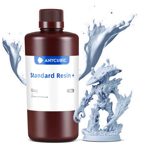 ANYCUBIC Upgraded Standard 3D Printer Resin, 405nm SLA Fast UV-Curing Resin, High Precision & Rapid Photopolymer for 8K Capable LCD/DLP/SLA 3D Printing (Grey, 1000g)