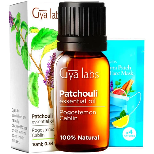 Gya Labs Patchouli Oil for Diffuser & Aromatherapy - Natural Patchouli Essential Oil for Skin, Body, Perfume & Candle Making - Earthy & Spicy Scent for Candle Making - 100% Natural (0.34 Fl Oz)