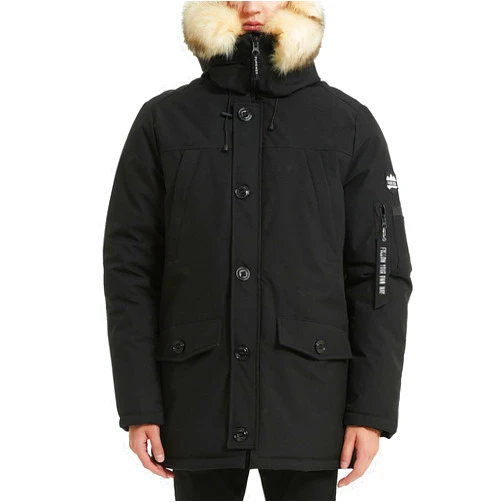 PUREMSX Winter Jackets for Men, Insulated Thick Warm Padded Puffer Coat with Fur Hood