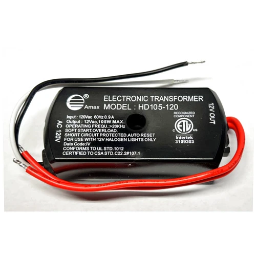 Import HD105-120 105W Electronic Low Voltage Transformer, 120V to 12V, 1.2A, Surface Mount, Fully Dimmable, Short Circuit Protection, Halogen Lights
