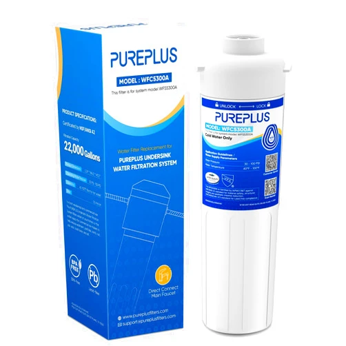 PUREPLUS WFC5300A Under Sink Water Filter, 22000 Gallons, 99.99% Chlorine Reduction, NSF/ANSI Certified, Replacement for WFS5300A Under Counter Water Filtration System