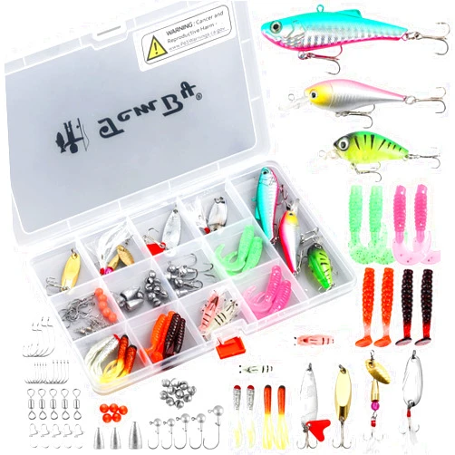 TCMBY Fishing Lures Bait Tackle Kit Set for Freshwater Trout Bass Fishing, Including Fishing Accessories, Fishing Tackle Box, Crankbait, Spoon, Hooks, Fishing Gear and Equipment for Starter Beginner.