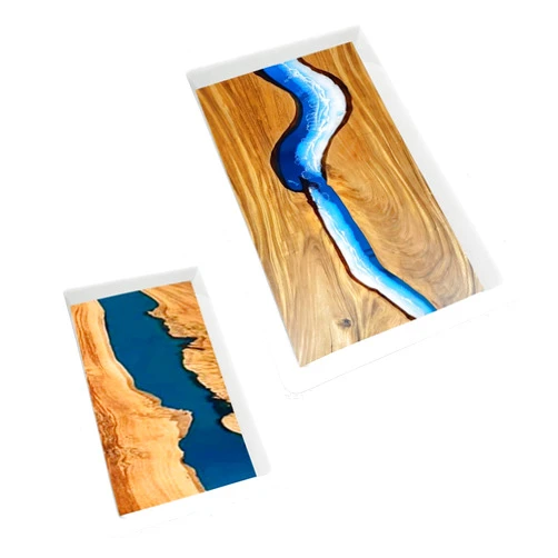 ZYBINIUB Large Epoxy Table Mold 15.8 * 9.8 * 3 inch and 11.3 * 7.5 * 2 inch, River Table Mold, Cutting Board Molds for Epoxy Resin, Large Reusable Epoxy Mold for Coffee Table, Charcuterie Board, Art Panel