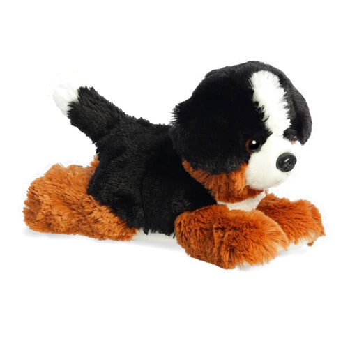 Aurora® Adorable Mini Flopsie™ Bernie Mountain Dog™ Stuffed Animal - Playful Ease - Timeless Companions - Black 8 Inches