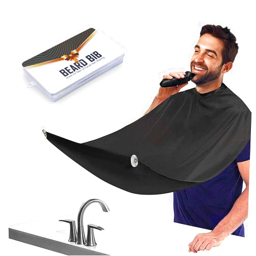 Showvigor Beard Bib Apron for Men, Valentine's Day Gift Beard Trimming Catcher Bib for Shaving & Hair Clippings, Waterproof Non-Stick Hair Catcher Grooming Cloth with 2 Suction Cups