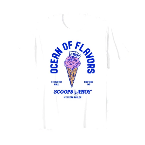 Stranger Things Scoops Ahoy Ocean Of Flavors Snow Cone Retro T-Shirt