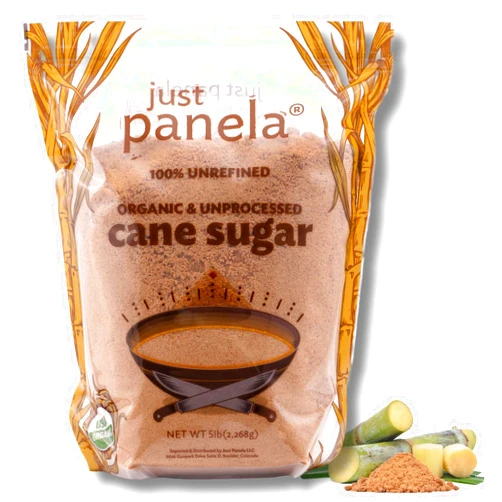 Just Panela Organic Unrefined Cane Sugar 5 Pound Pack of 1 | 100% Unprocessed, Raw Sugar | Great for Baking, Cooking & Sweetening | Healthier Alternative to Regular Refined Sugar