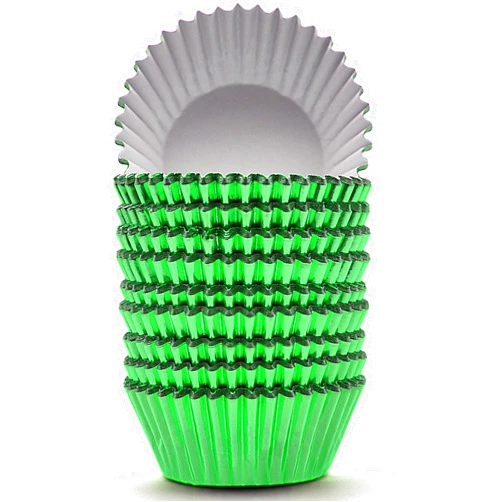 MODENGKONGJIAN 200 Pcs Green Foil Cupcake Liners Standard Baking Cups Muffin Paper Cases