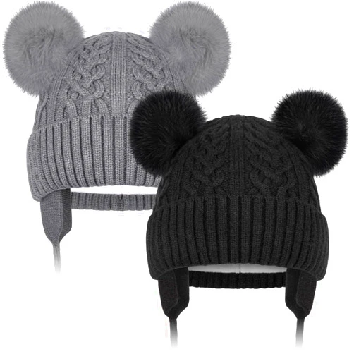 OLIKER Baby Winter Hat Knitted Boys Girls Baby Beanie Double Pom Pom Kids Toddler Winter Hat