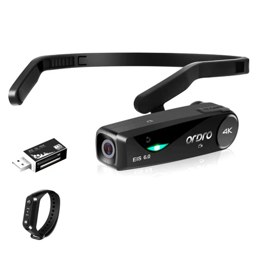 ORDRO EP6 Plus Head Mounted Camera 4K Video Camcorder, Wearable Video Camera UHD 1080P 60FPS Hands-Free Vlog Camera with WiFi APP Control, EIS 6.0 Anti-Shake, Smart Remote