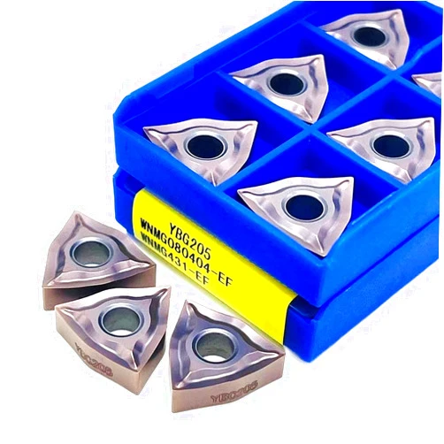 OSSIL Indexable Carbide Turning Blade 10PCS Tools YBG205 WNMG080404 WNMG 080404 EF Cemented Carbide Cutting Tool(WNMG080404-EF YBG205)