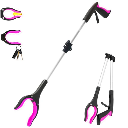 GrabRunner 32 inch GrabRunner Heavy Duty(up to 10 lbs) Reacher Grabber Tool with Strong Magnetic (New Pink) 1 Pack