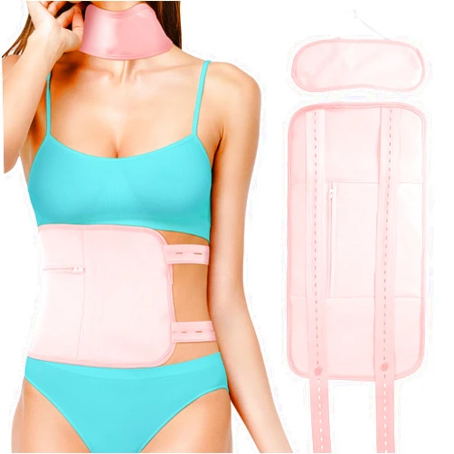 Gagaciso Castor Oil Pack Wrap, Reusable Organic Castor Oil Pack, Adjustable Castor Oil Packs Kit, Adjustable Elastic Strap, Aid Sleep, Castor Oil Packs for Waist and Neck (Oil Not Included)(Pink)