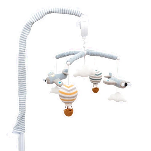 Living Textiles Baby Crib Mobile for Boys - Up Up and Away - Premiun Musical Nursery Decor, Sky Hot Air Balloon, Clouds & Planes, Calming Music Soother with 12 Lullabies - Essential & Perfect Gift by Living Textiles