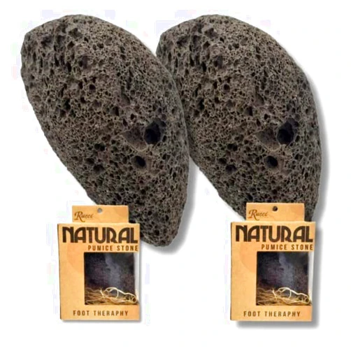 Rucci Professional Natural Volcanic Pumice Stone for Calluses, Cracks, 100% Natural Biodegradable Packaging 2 Boxes, Black, Medium (RL227N)