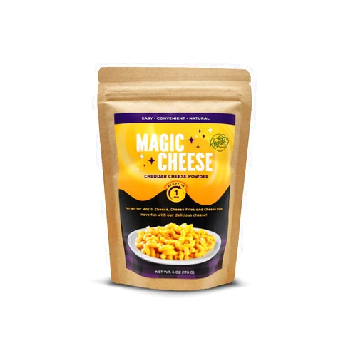 LIVING JIN Vegan Magic Cheese Sauce (6oz powder makes 14oz cheese sauce), Cheddar Cheese Powder for Vegan, Plant-Based Cheese, Nacho Dipping Sauce, Mac & Cheese, Salty Crackers Dairy Free, Low Sodium