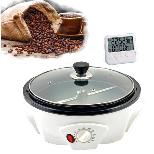 GIVEROO 500g Coffee Bean Roaster Household Coffee Roasters Machine with Timer Electric Coffee Beans Roaster 0-240℃ Non-Stick for Cafe Shop Home Use. 110V