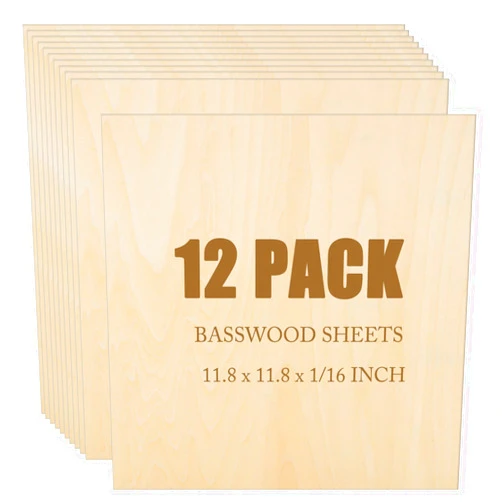 GRRONZEE 12Pack Basswood Sheets 1/16 Plywood Sheets 11.8