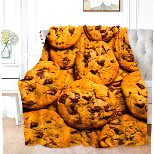 Rahula Cookies Throw Blanket 3D Food Blanket for Girls Boys Kids Soft Cozy Fleece Funny Food Blanket for Bed Couch Sofa Chairs—All Season X-Small 40''x30''(Toddler) PET