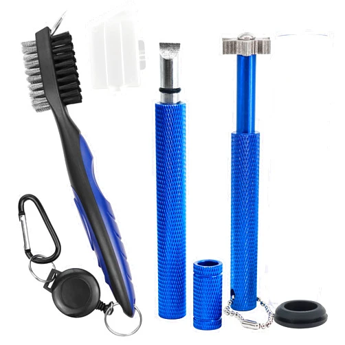 Golfupp Golf Club Cleaner Kit, Magnetic Hanging Golf Club Brush and 2 Golf Club Groove Sharpener for U & V-Grooves, Portable 3 Pieces Golf Club Cleaning Kit Fit All Golf Iron for Men