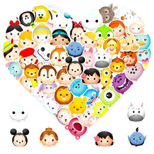 MAXSNOW 50Pcs Mixed Disney Cartoon Stickers Pack Princess Stickers Cute Cartoon Characters Stickers Cartoon Movie Decal Childrens Decorative Sticker for Kids Teens Adults