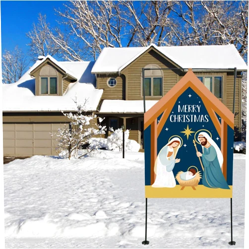 Eastsky Nativity Sence Christmas Decorations Outdoor Yard of Nativity Scene Yard Sign reversible Double-Sided Religious Manger Scene Yard Sign for outdoor Lawn Christmas Decorations (Nativity Small)
