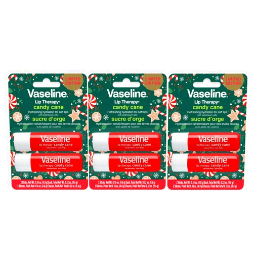 Vaseline Lip Therapy Stick Twin Pack – Candy Cane Holiday Limited Edition (3-Pack)