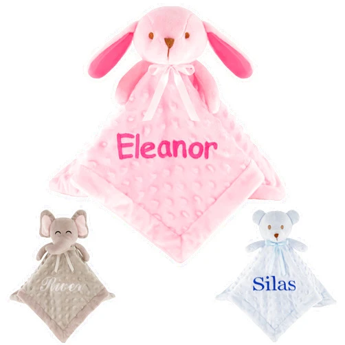 Personalized Passion Personalized Baby Blanket Lovey with Custom Embroidered Name - Super Soft & Comfy Security Blankets for Babies - Stuffed Bunny Security Snuggle Toy - Comforting Loveys for Boys and Girls