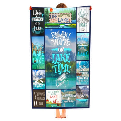 NDOJZL Life is Better at The Lake Decorative Bath Towel, Quick-Dry Oversize Bath Towel, 100% Cotton, 52x32 inches