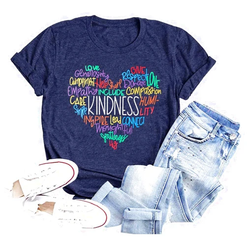 Miuyinger Kindness Shirt for Women Summer Casual Short Sleeve Inspirational Tee Tops
