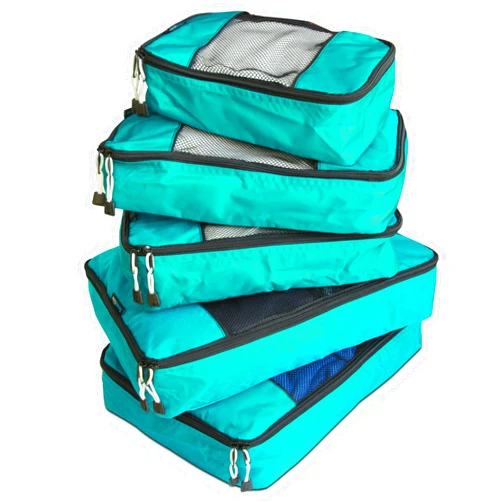 TravelWise Luggage Packing Organization Cubes 5 Pack, Teal, 2 Small, 2 Medium, 1 Large (TWPC-24)