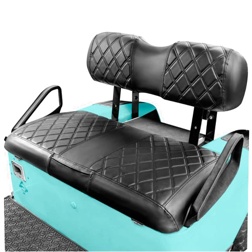 PZWLI Golf Cart Diamond Seat Covers with Pocket for Most EZGO TXT Golf Carts Seat Cushion,Golf Cart Vinyl Replacement Front Seat Cover,No Stapler, Black