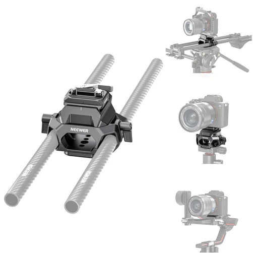 NEEWER 15mm LWS Baseplate with Arca Type QR Plate & Base, Dual 15mm Rod Clamps, Retractable Anti Off Pin, 1/4