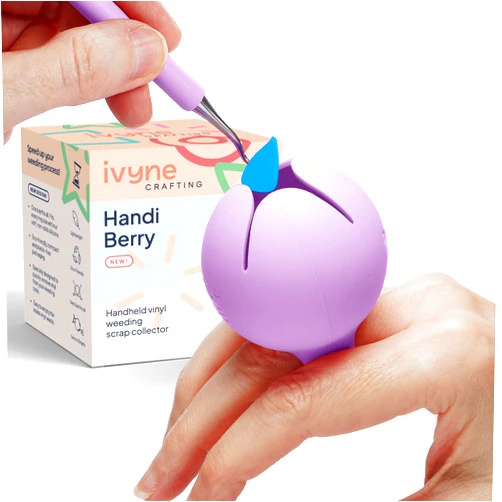 iVyne Handi Berry - Vinyl Weeding Scrap Collector, Portable Handheld Scrap Collector Ring, Weeding Tools for Vinyl Heat Transfer, HTV Crafting & Adhesive Paper Sheets Holder, (Lavender)
