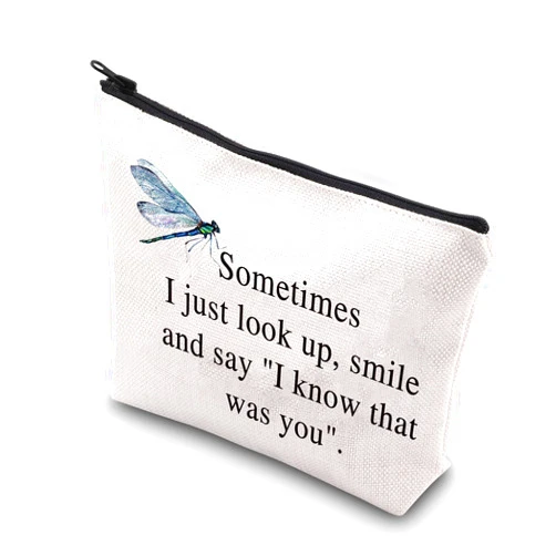 BDPWSS Dragonfly Memorial Gifts Dragonfly Lover Gifts Sometimes I Just Look Up Smile And Say I Know That Was You Dragonfly Makeup Organizer Bag Spiritual Faith Dragonflies Gifts, That was you dragonfly,