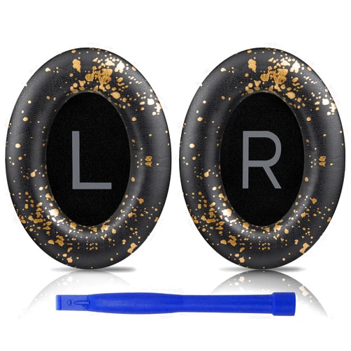 SOULWIT Earpads Replacement for Bose QuietComfort 45 (QC45)/QuietComfort SE (QC SE)/New Quiet Comfort Wireless Over-Ear Headphones, Ear Pads Cushions with Softer Protein Leather - Black Gold