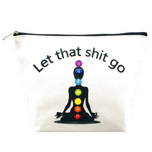 Charmoly Yoga Gift for Yoga Instructor Yoga Accessories Women Funny Meditation Gifts Zen Gifts Let That Go Makeup Bag Cosmetic Bag Pouch Tote Bag Travel Bag for Birthday Christmas Gifts