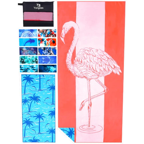 Yongoes Microfiber Thin Lightweight Beach Towel Sand Free Quick Dry Absorbent Extra Large Towels for Swim Pool Travel Vacation Beach Accessories Essentials Pink Flamingo