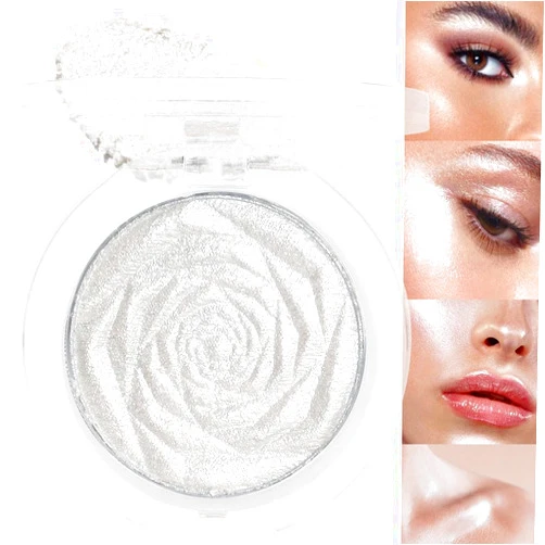 evpct Pearl White Silver Face Highlighter Makeup, White Shimmer Glitter Diamond Sparkly Highlighters Makeup Eyeshadow Palette Powder for Face Body Cheek Skin, inner corner Eye Highlighter Makeup 01