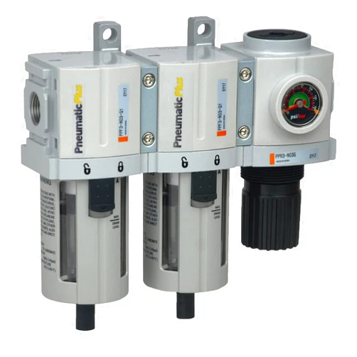 PneumaticPlus PPC3C-N02G 3 Stage Compressed Air Drying System- Particulate Air Filter, Coalescing Filter & Air Pressure Regulator Combo 1/4