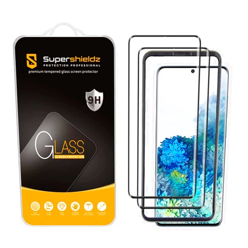 Supershieldz (2 Pack) Designed for Samsung Galaxy S20 5G / Galaxy S20 5G UW Tempered Glass Screen Protector with (Easy Installation Tray), (3D Curved Glass) Anti Scratch, Bubble Free (Black)