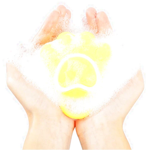 Asdbsa Cat's Paw Appearance Exfoliating Silicone Body Scrubber Easy to Clean, Long Lasting, Lathers Well, And More Hygienic Than Traditional Loofah (Yellow)