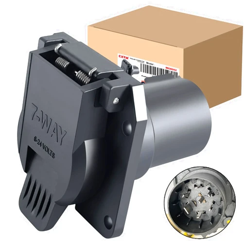 CXTM 7 Pin Trailer Connector Socket Vehicle-Side 7 Way RV Blade Connector, Factory Tow Package and USCAR 7 Pin Trailer Socket Required