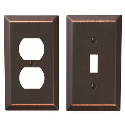 Amerelle Century Wallplates, 1 Duplex + 1 Toggle, Aged Bronze